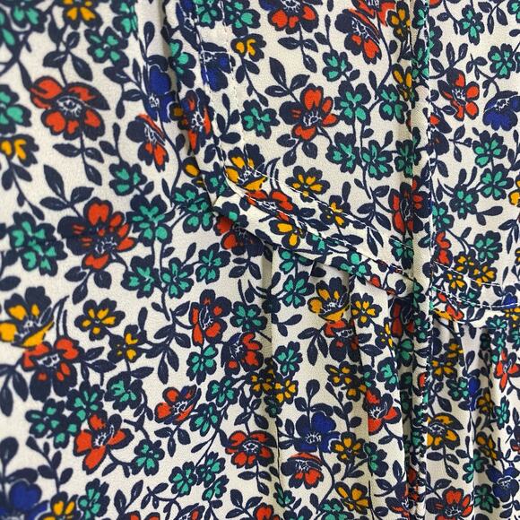 J.Crew Floral Print Dress Firey Sunset Relaxed Fit Ruffled Feminine Womens XXS - Picture 3 of 13